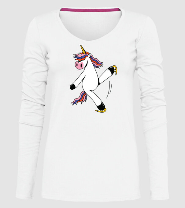 Unicorn cu Patine model alb pe tricou