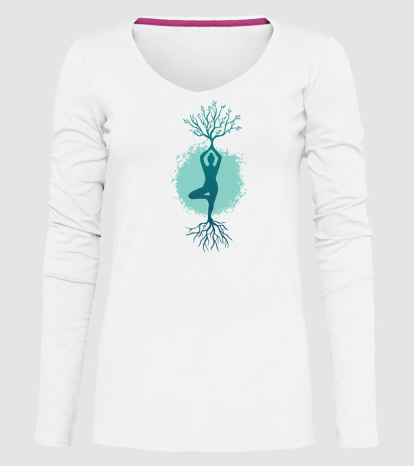 Yoga Natură model alb pe tricou