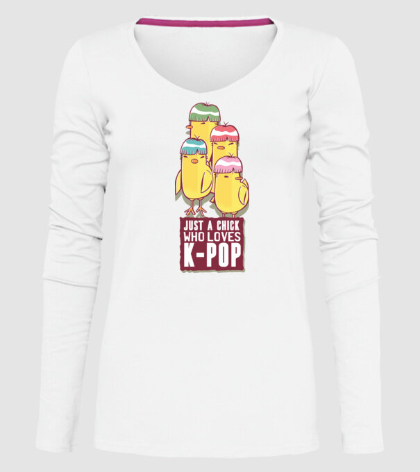 Just a Chick who loves K-pop model alb pe tricou