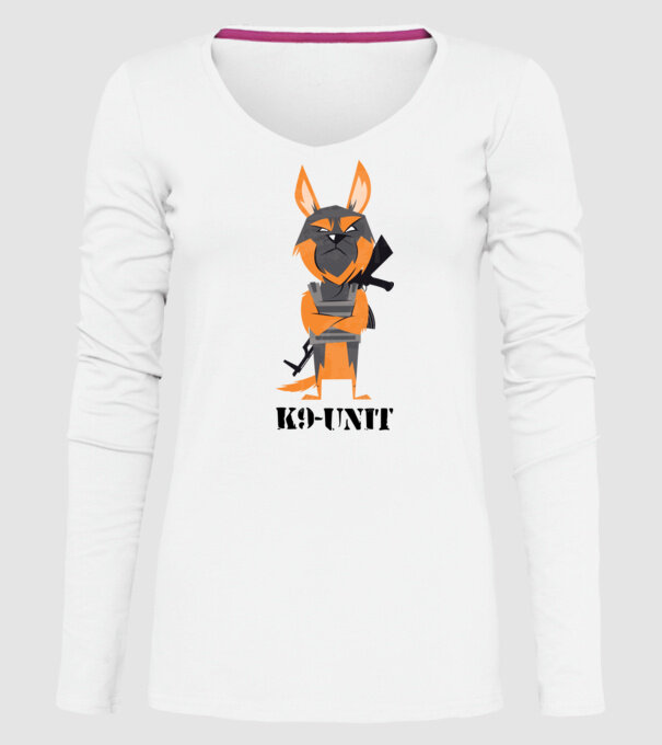Unitatea K9 - Câine polițist model alb pe tricou