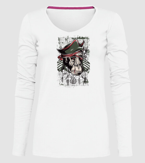 Maimuță Pirat model alb pe tricou