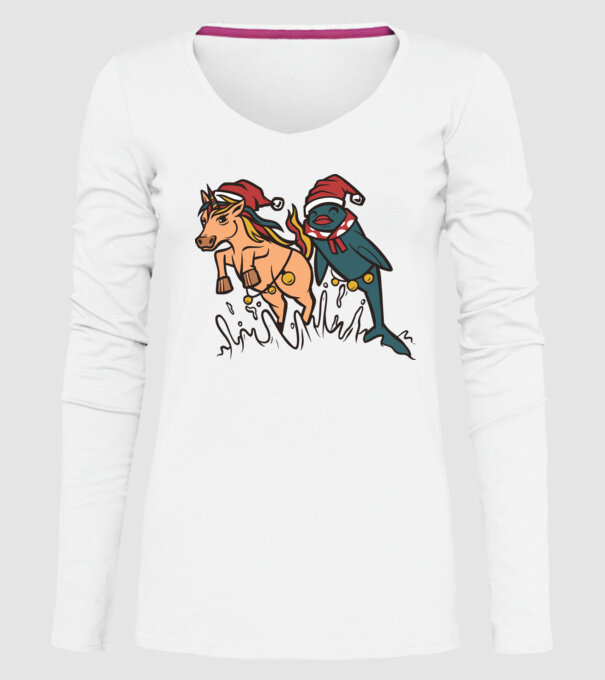Animale de Crăciun model alb pe tricou