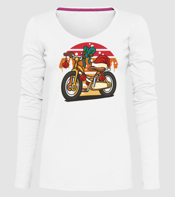 Bicicletă de Crăciun model alb pe tricou