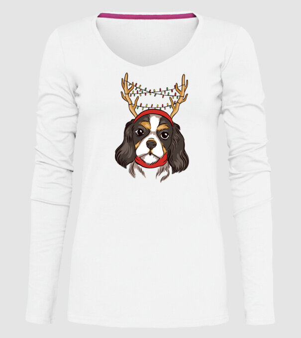 Cavalier de Crăciun model alb pe tricou