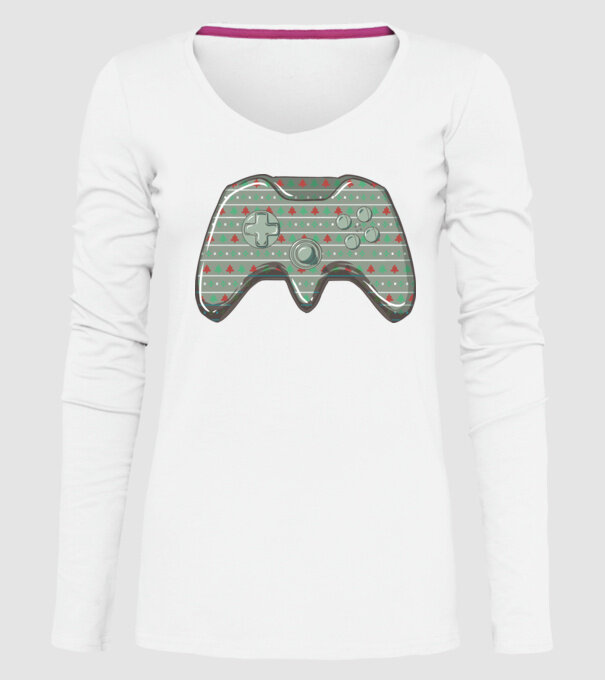 Controler Gamer Crăciun model alb pe tricou