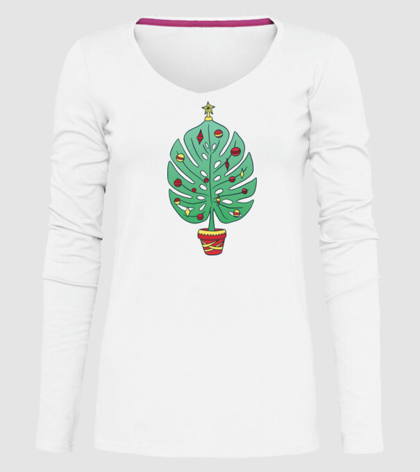 Palmier de Crăciun model alb pe tricou