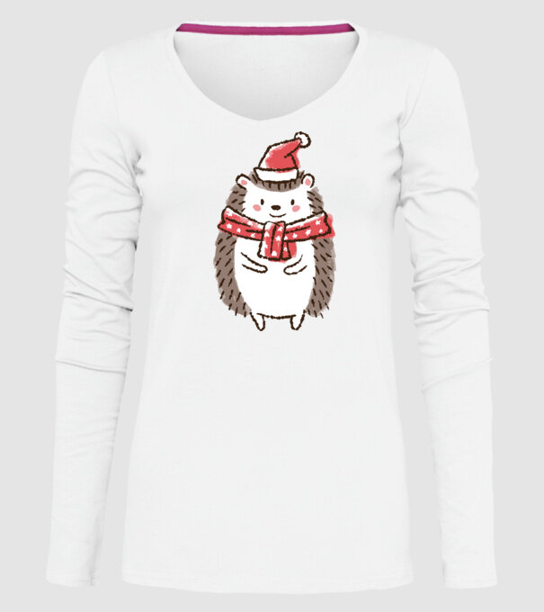 Arici de Crăciun model alb pe tricou