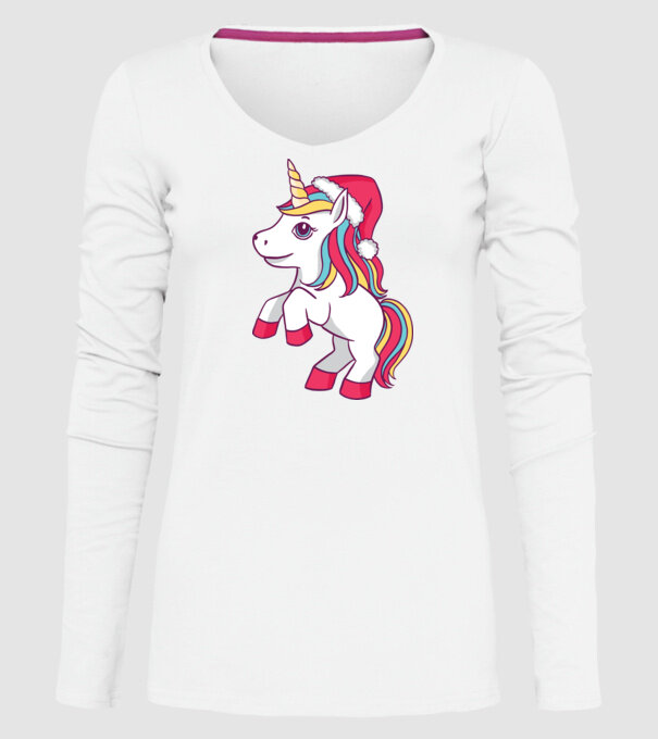 Unicorn de Crăciun model alb pe tricou