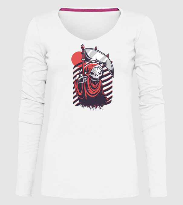 Moartea - Grim Reaper model alb pe tricou