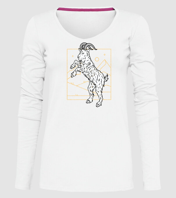 Capră model alb pe tricou