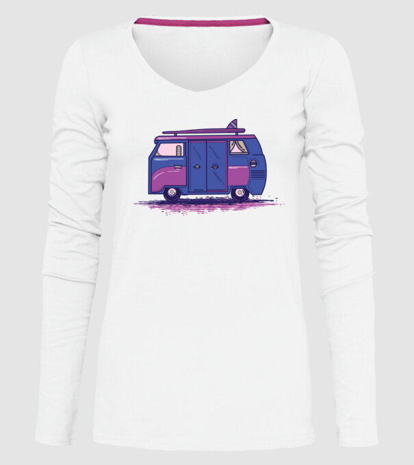 Mașină de camping model alb pe tricou