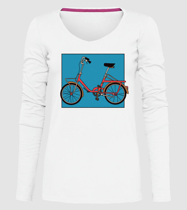 Bicicletă Camping model alb pe tricou