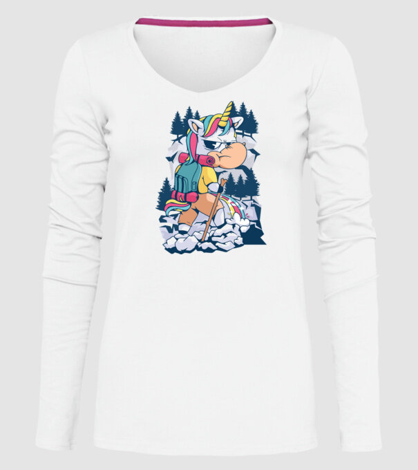 Unicorn excursionist pipi model alb pe tricou