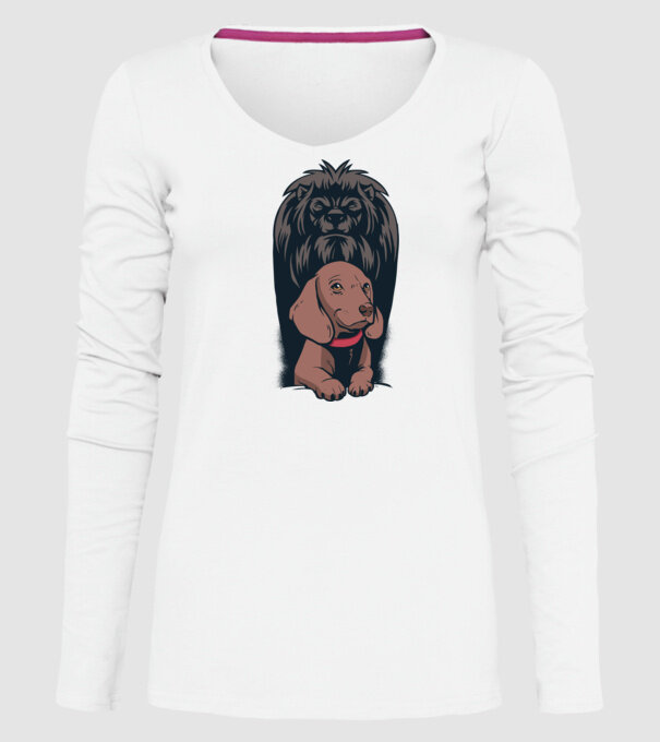Cățeluș Leu cu umbră model alb pe tricou