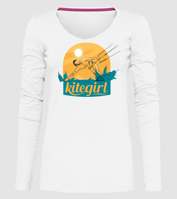 Tricou Kitegirl Kitesurf model alb pe tricou