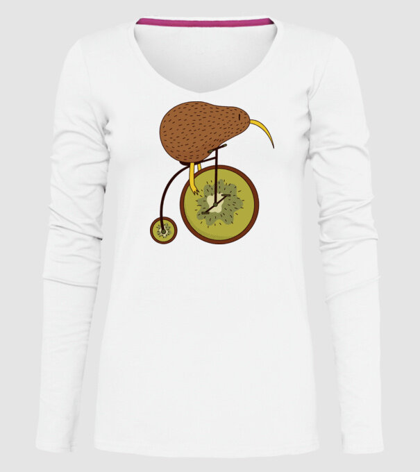Bicicletă Kiwi model alb pe tricou