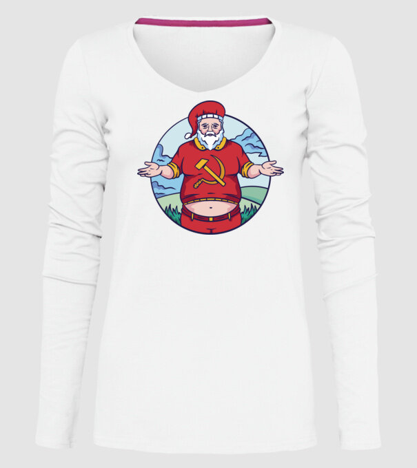Moș Crăciun comunist model alb pe tricou