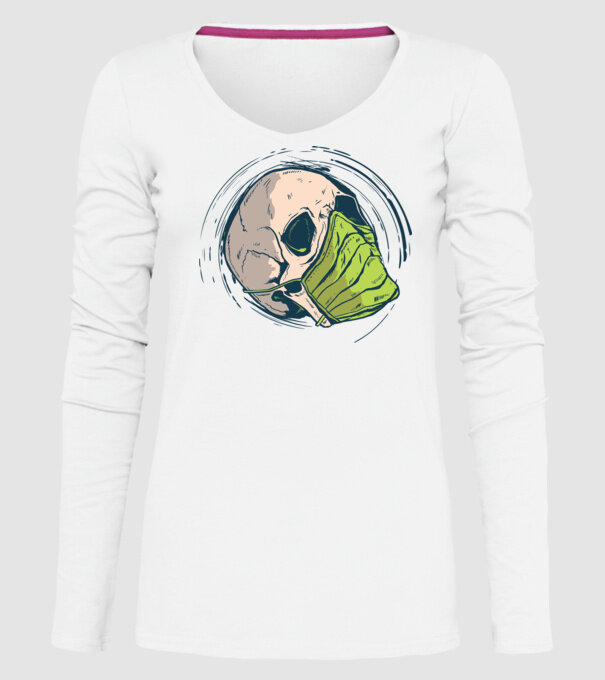 Craniu cu mască model alb pe tricou
