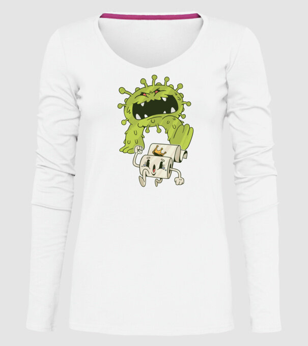 Coronavirus Monstru model alb pe tricou