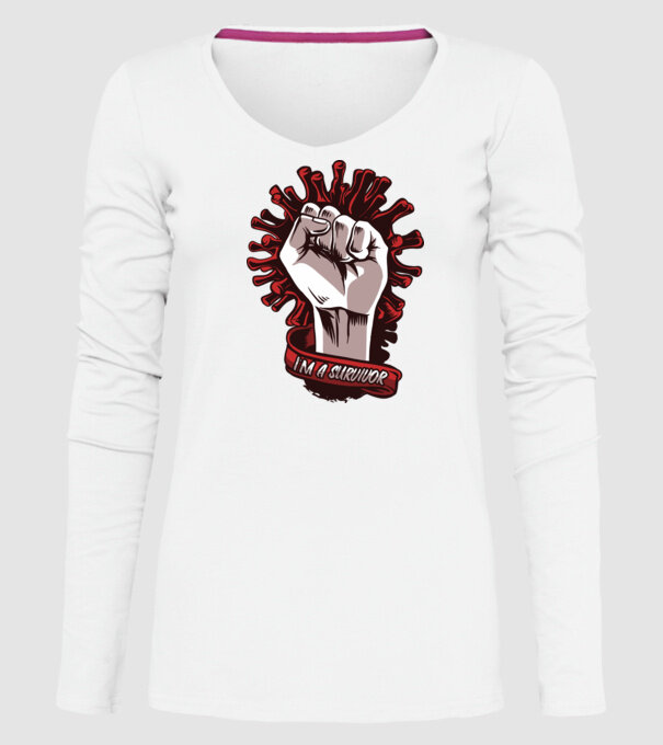 Supraviețuitor Coronavirus model alb pe tricou