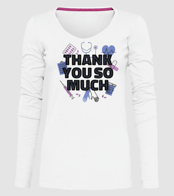 Mulțumim foarte mult - pentru medici model alb pe tricou