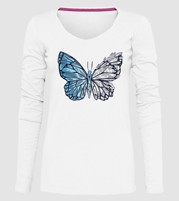 Fluture cristal model alb pe tricou