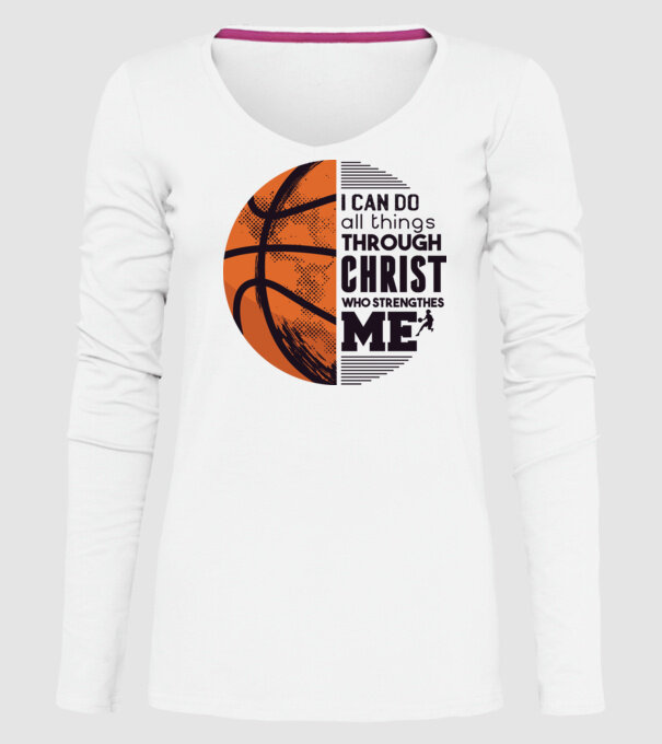 Cu ajutorul lui Hristos reușim Baschetbalist model alb pe tricou
