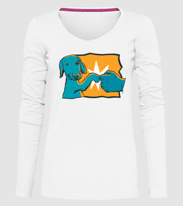 Prietenie Câine Om model alb pe tricou