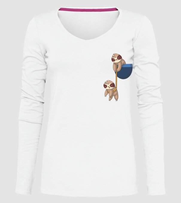 Leneș cu buzunar model alb pe tricou