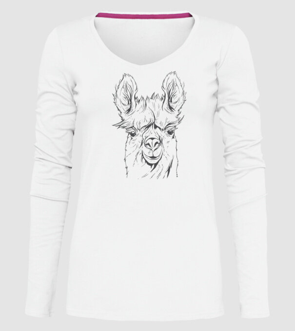 Cap de Lama model alb pe tricou