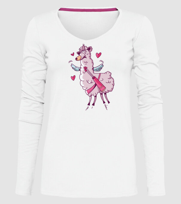 'Dragoste Llama pentru Valentine''s Day' model alb pe tricou