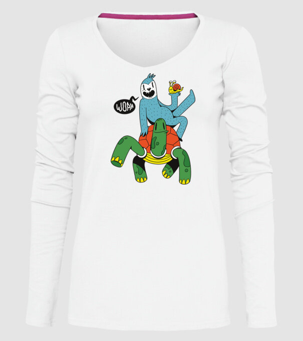 Animale lente model alb pe tricou