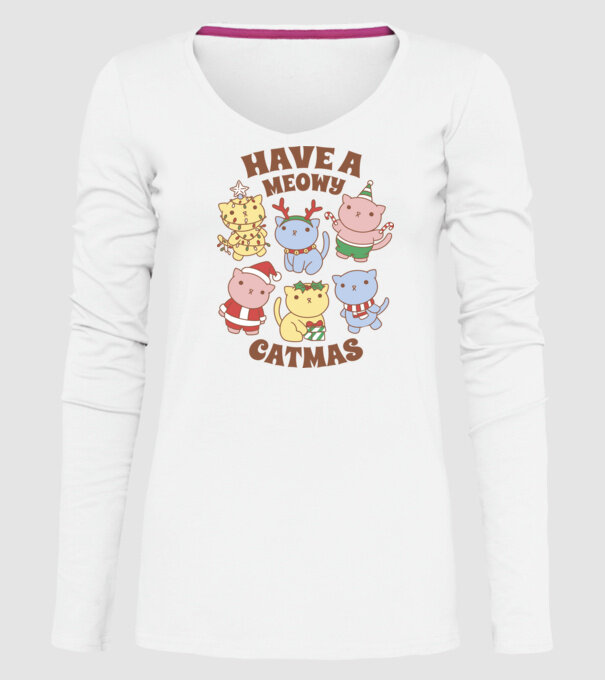 Să aveți un Crăciun de pisică model alb pe tricou