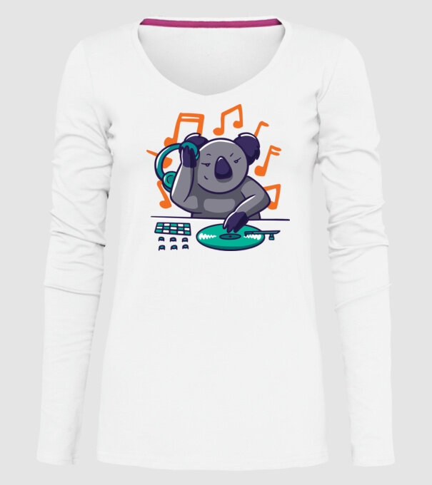 Koala DJ model alb pe tricou