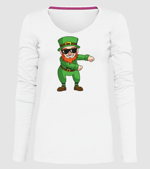 Leprechaun Floss DAB model alb pe tricou