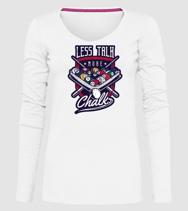 Less Talk More Chalk Billiard model alb pe tricou