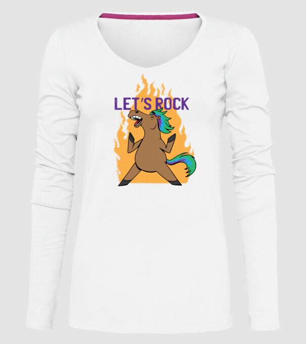 'Let''s Rock - Călăreț' model alb pe tricou