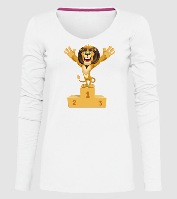 lion champion model alb pe tricou