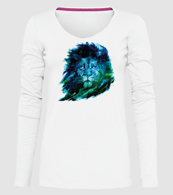 lion color splash model alb pe tricou