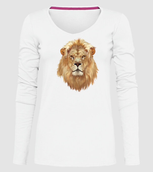 lion head paint model alb pe tricou