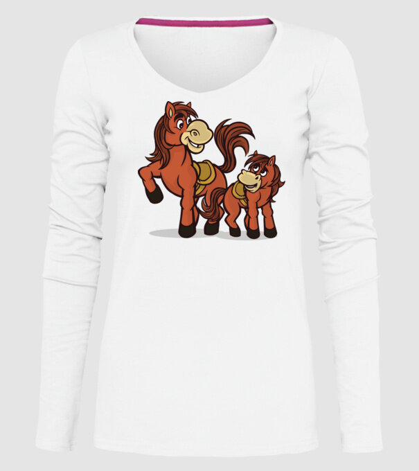 Cal cu mânz model alb pe tricou