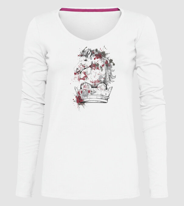 Coroană Cal - Șah model alb pe tricou
