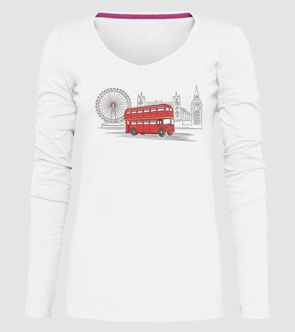 London Bus model alb pe tricou