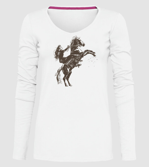 Fată cu cal model alb pe tricou