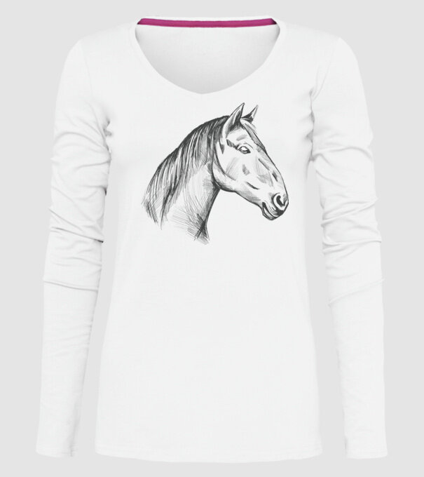 Desen cu cal model alb pe tricou