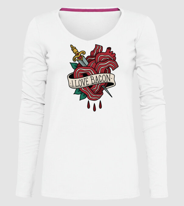 Love Bacon Tatuaj model alb pe tricou