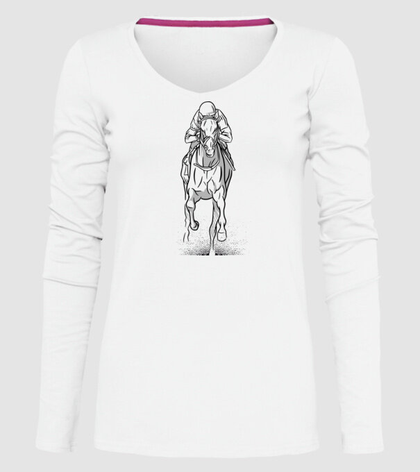 Cursă de cai model alb pe tricou