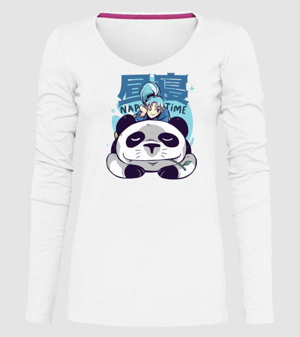 Anime Panda relaxare model alb pe tricou