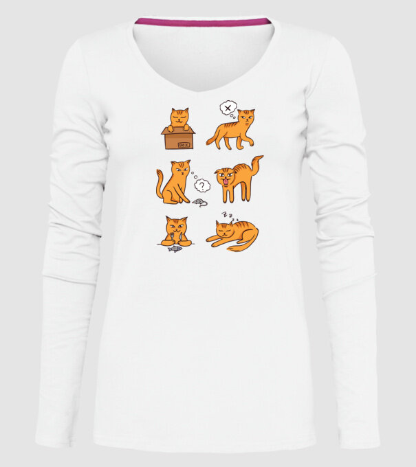Caracteristici Pisică model alb pe tricou