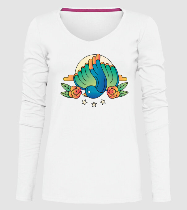 Motiv Pasăre model alb pe tricou